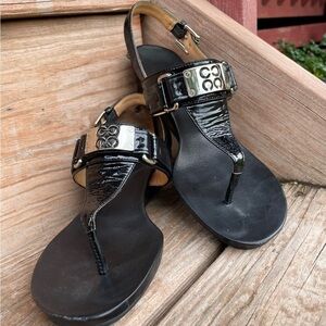 Coach Black Wedge Heel Sandals